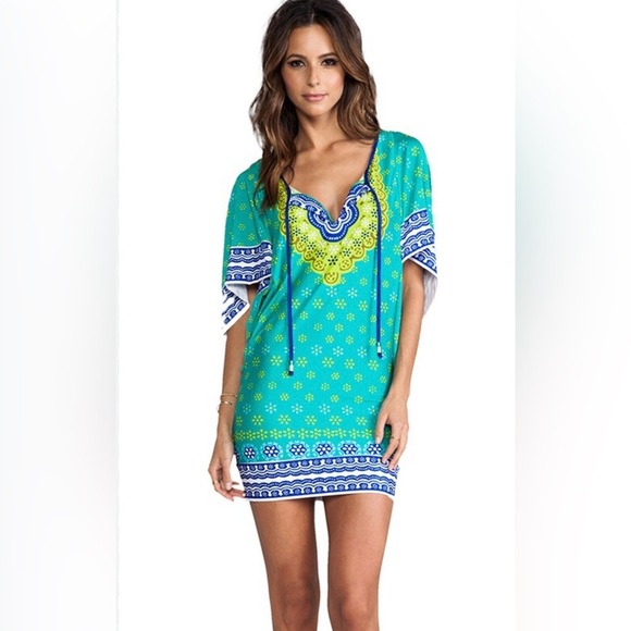 Trina Turk Green Seychelles Print Dress/Coverup - Picture 1 of 5